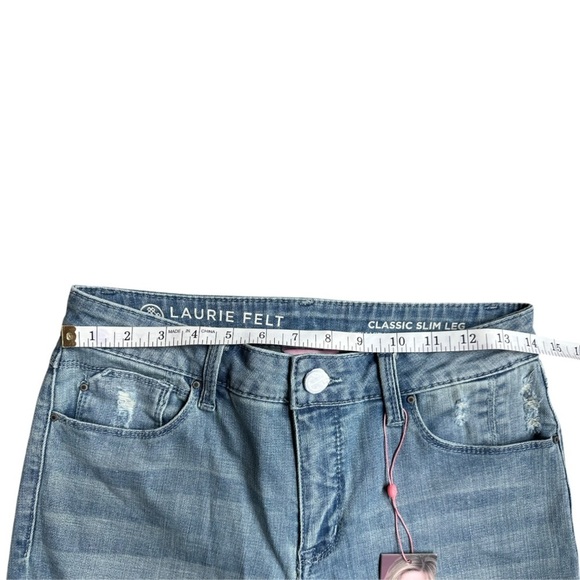 Laurie Felt - Classic Denim Ripped Slim Leg Jeans Size 4  NWT - Picture 11 of 14